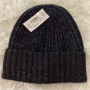 Mixit black with silver metallic beanie one size fits most